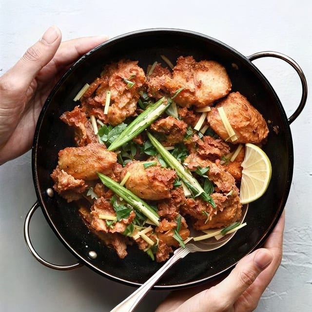 Chicken, Beef, Lamb or Goat Karahi.